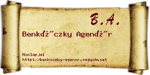 Benkóczky Agenór névjegykártya